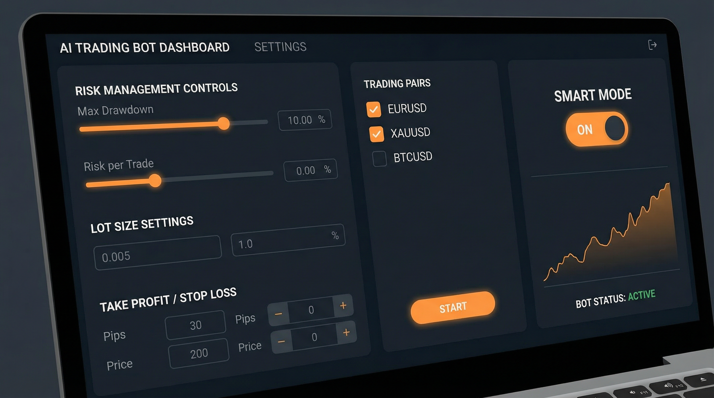 [interface] image of customizable settings dashboard (for a ai fintech company)
